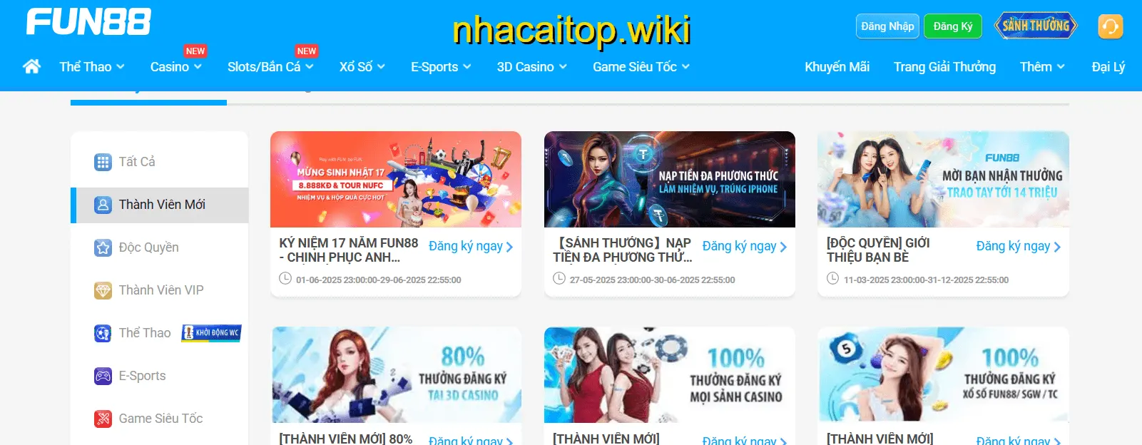 Các chương trình khuyến mãi của Fun88