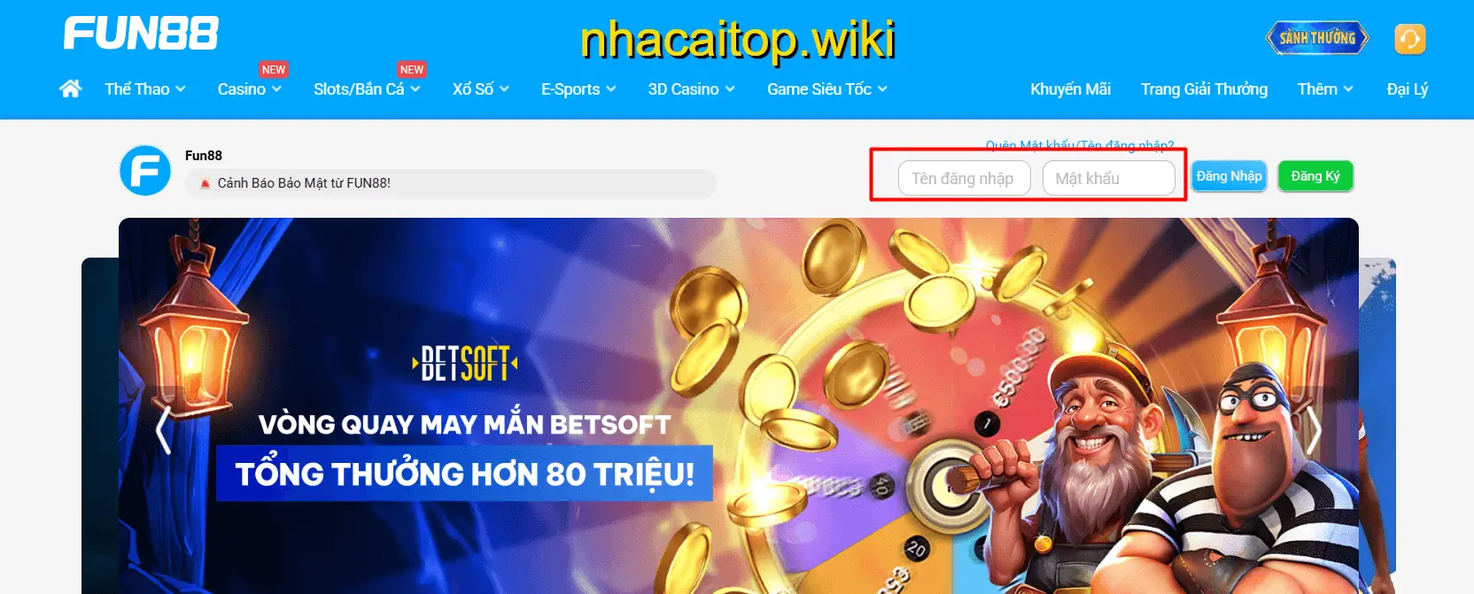 Đăng nhập tài khoản Fun88