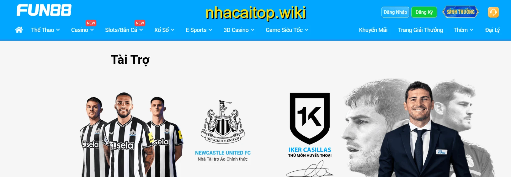 Fun88 là nhà tài trợ cho CLB Newcastle