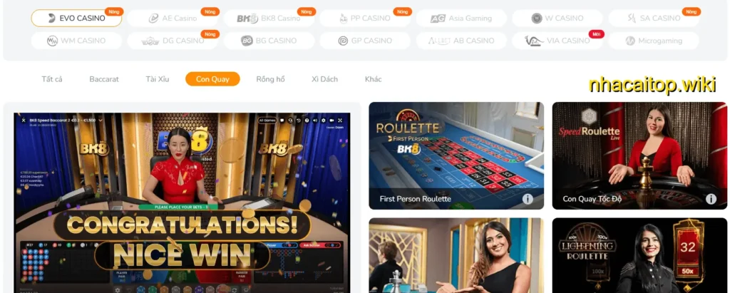 sòng bac bK8 với nhiều game đình đám