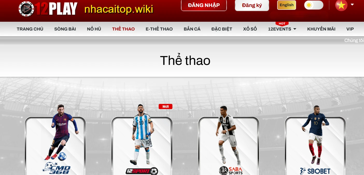 Các sảnh cược thể thao tại nhà cái 12Play