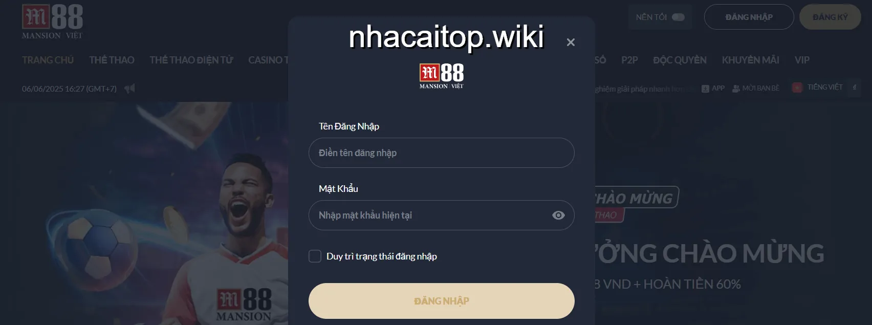 M88 nạp tiền và cá cược trực tuyến